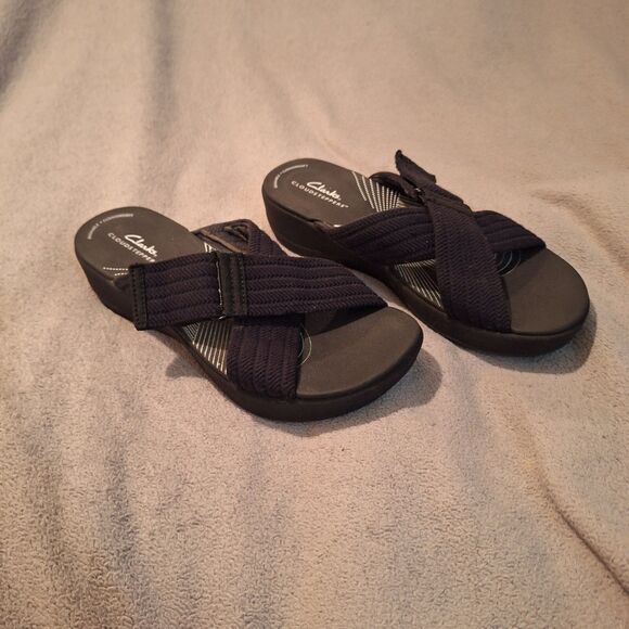 Clark's Cloudsteppers Arla Wave Women 8.5 Black Sandals Washable - Picture 3 of 8